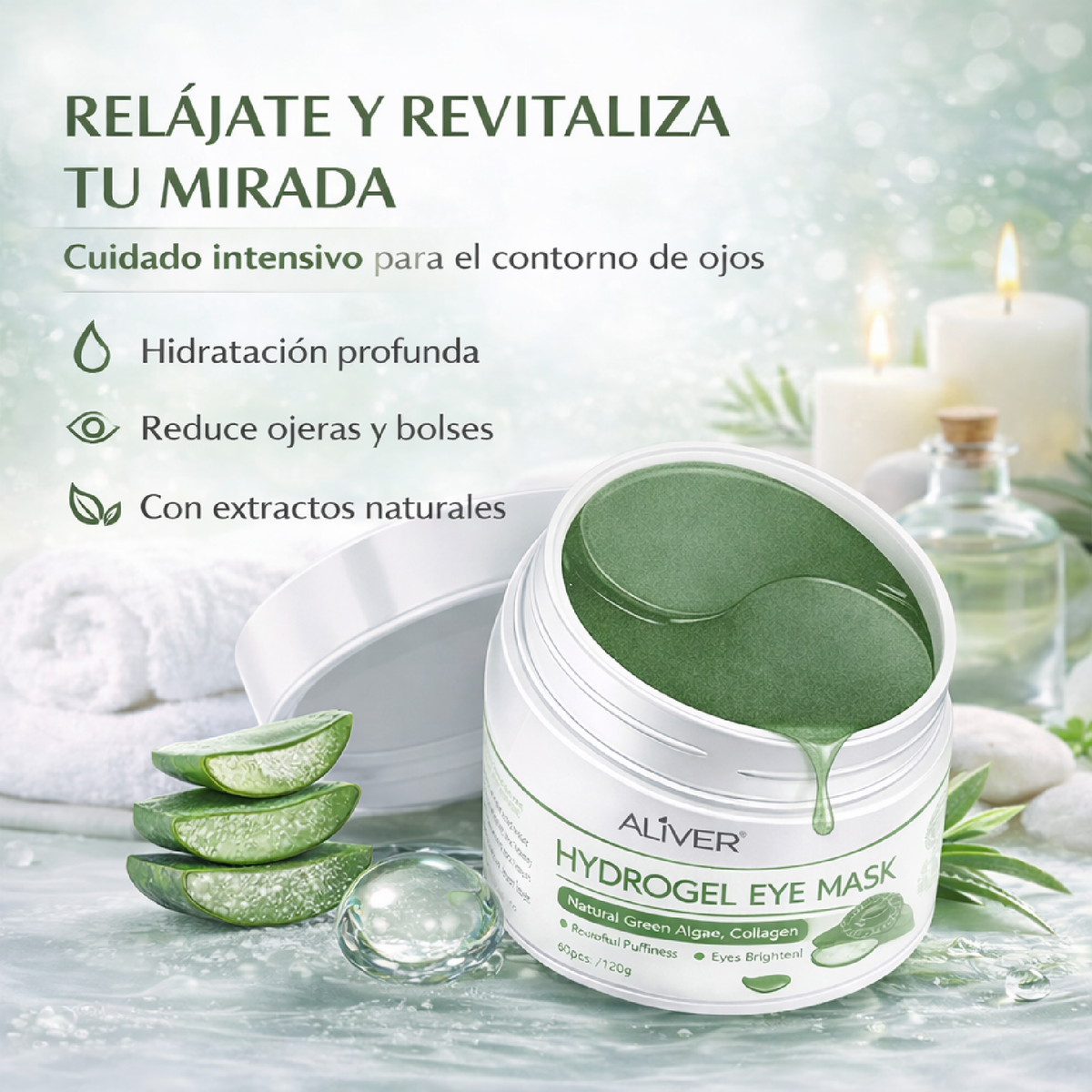 Aliver Parches para Ojos Anti Ojeras y Bolsas | Hidratantes y Reafirmantes
