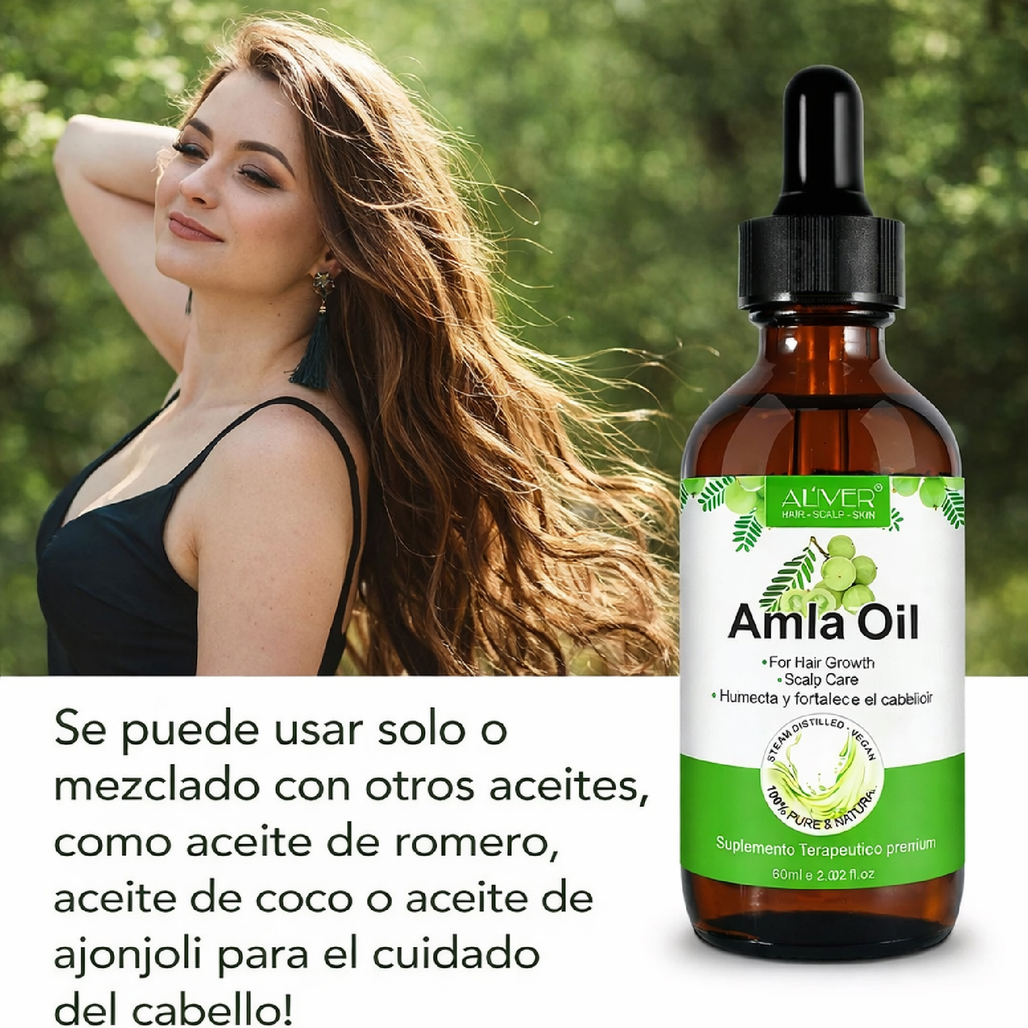 Aliver Aceite de Amla para el Cabello Anticaída Fortalece Folículos y Estimula Crecimiento Capilar