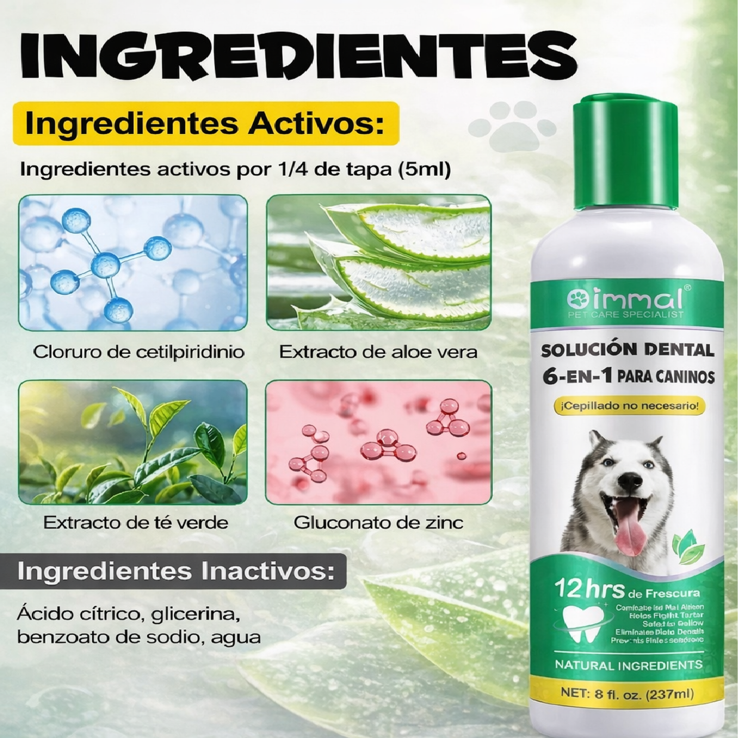 Enjuague Bucal Perros 6 En 1 Higiene Oral Control Sarro