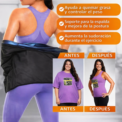 Camiseta Reductora Sauna Mujer | Moldea Abdomen y Brazos