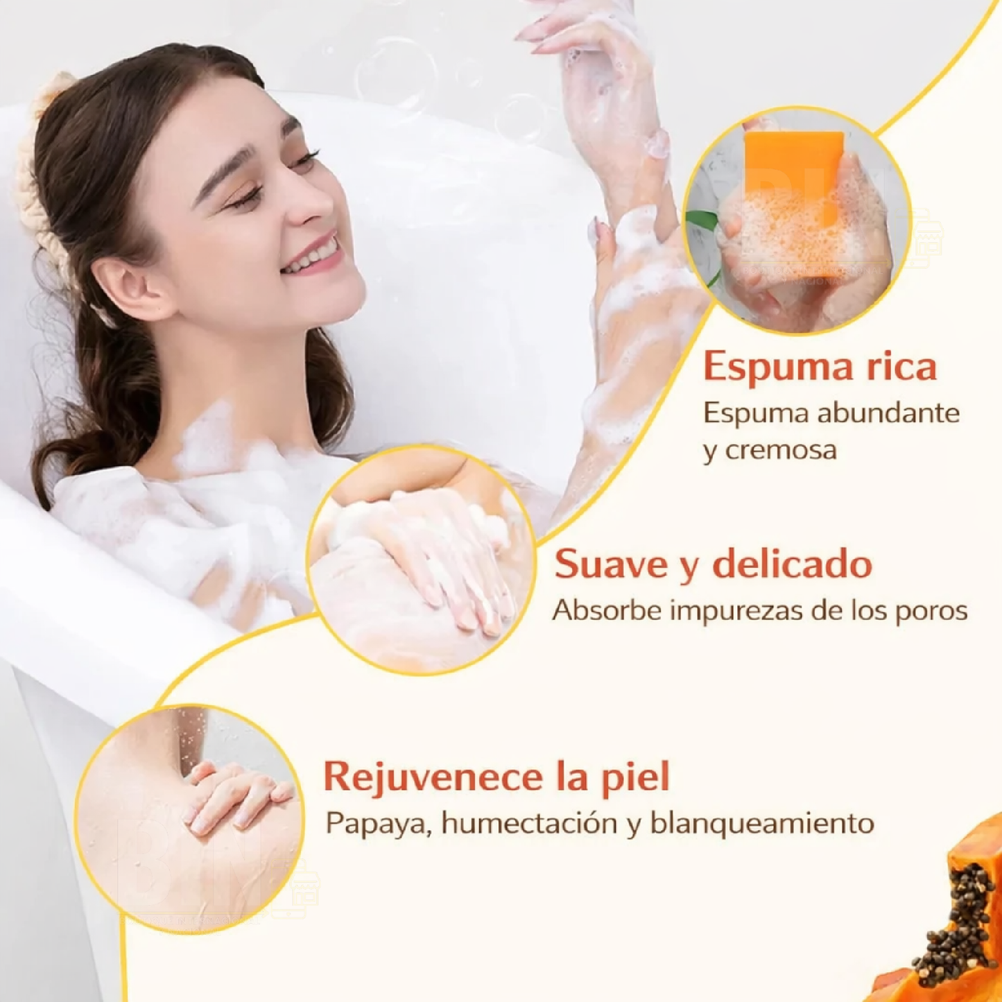 Elaimei Jabón Aclarador Facial Kojic Acid Papaya Hidratante