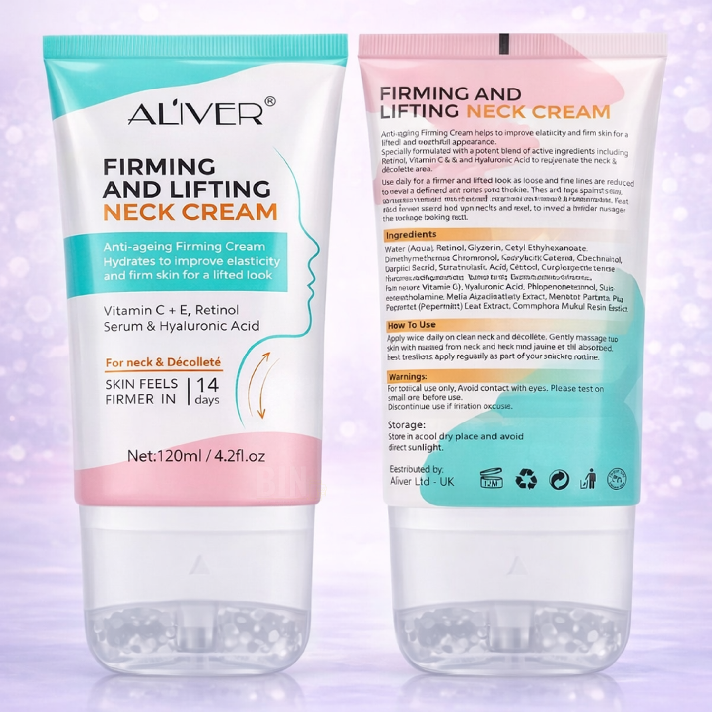 Aliver Crema reafirmante para el cuello antiarrugas con vitamina C y retinol | Hidratante Antiedad