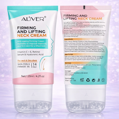 Aliver Crema reafirmante para el cuello antiarrugas con vitamina C y retinol | Hidratante Antiedad