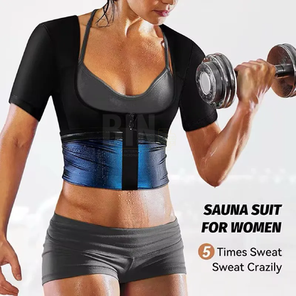 Camiseta Reductora Sauna Mujer | Moldea Abdomen y Brazos