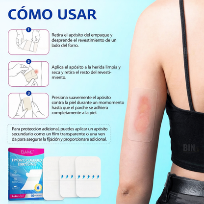 Parches Hidrocoloides para Cicatrices y Heridas | Hydrocolloid Dressing Elaimei 10 Parches