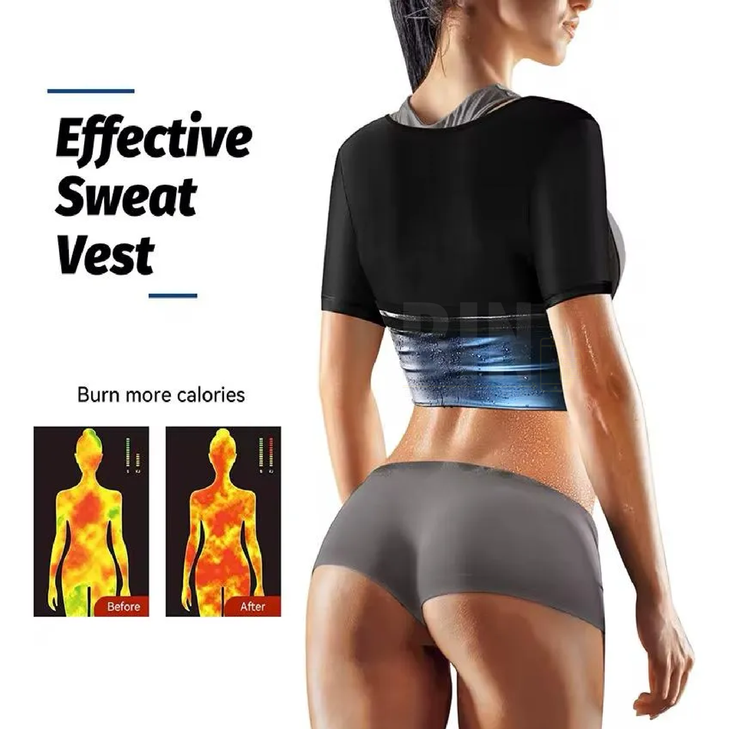 Camiseta Reductora Sauna Mujer | Moldea Abdomen y Brazos