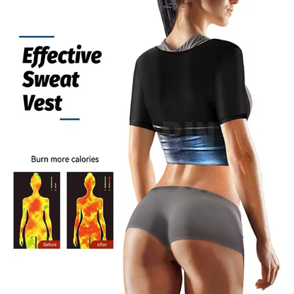 Camiseta Reductora Sauna Mujer | Moldea Abdomen y Brazos