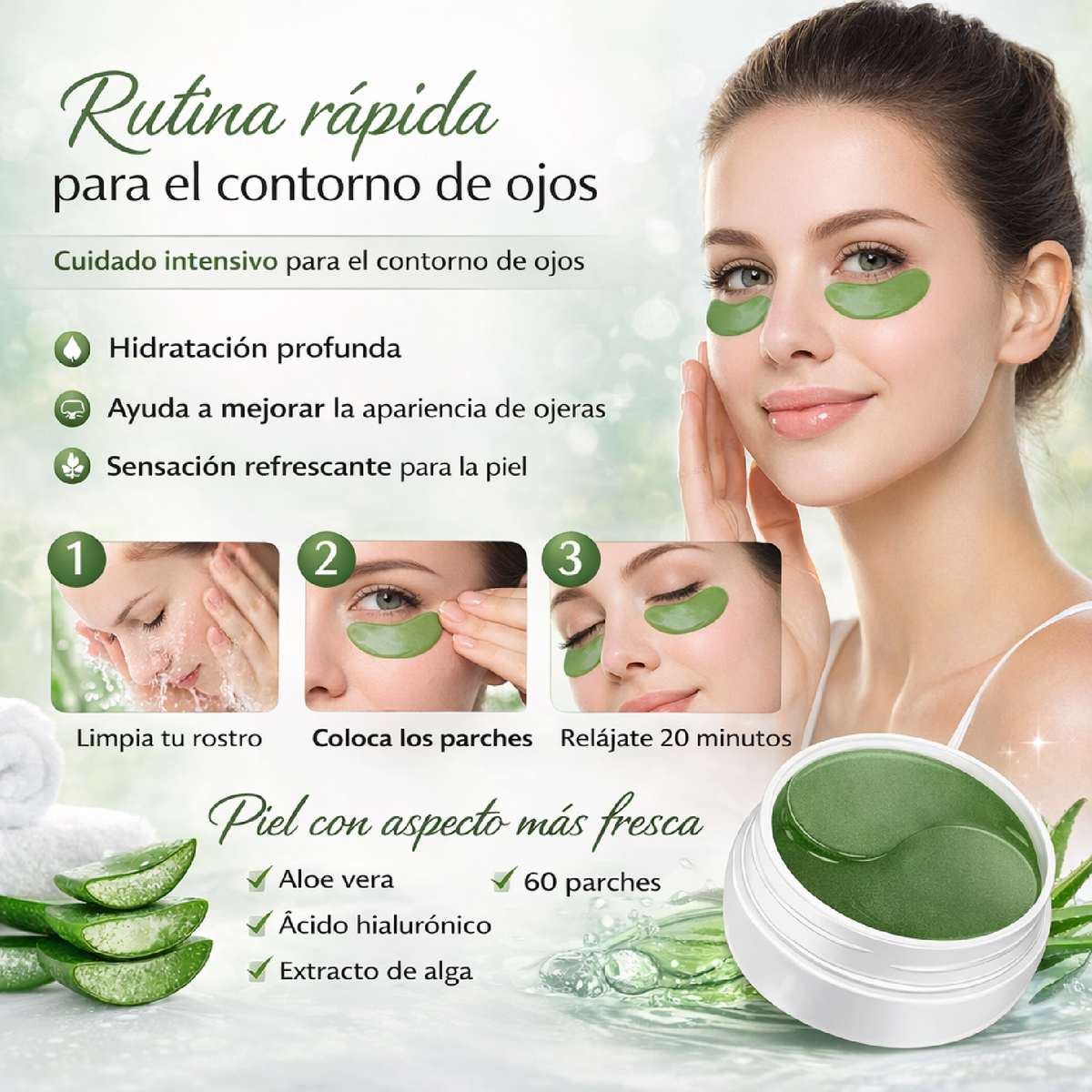 Aliver Parches para Ojos Anti Ojeras y Bolsas | Hidratantes y Reafirmantes