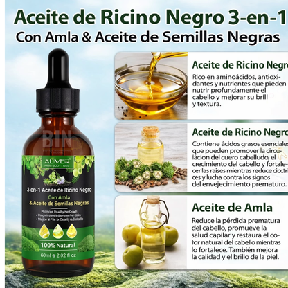 Aceite De Ricino Negro 3 En 1 Con Lavanda Y Argán Capilar