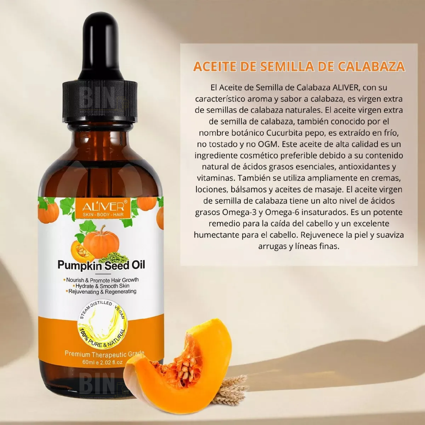 Aceite de Semilla de Calabaza Orgánico | Fortalece y Estimula el Crecimiento del Cabello