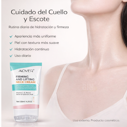 Aliver Crema reafirmante para el cuello antiarrugas con vitamina C y retinol | Hidratante Antiedad
