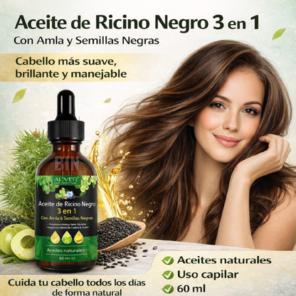 Aceite De Ricino Negro 3 En 1 Con Lavanda Y Argán Capilar