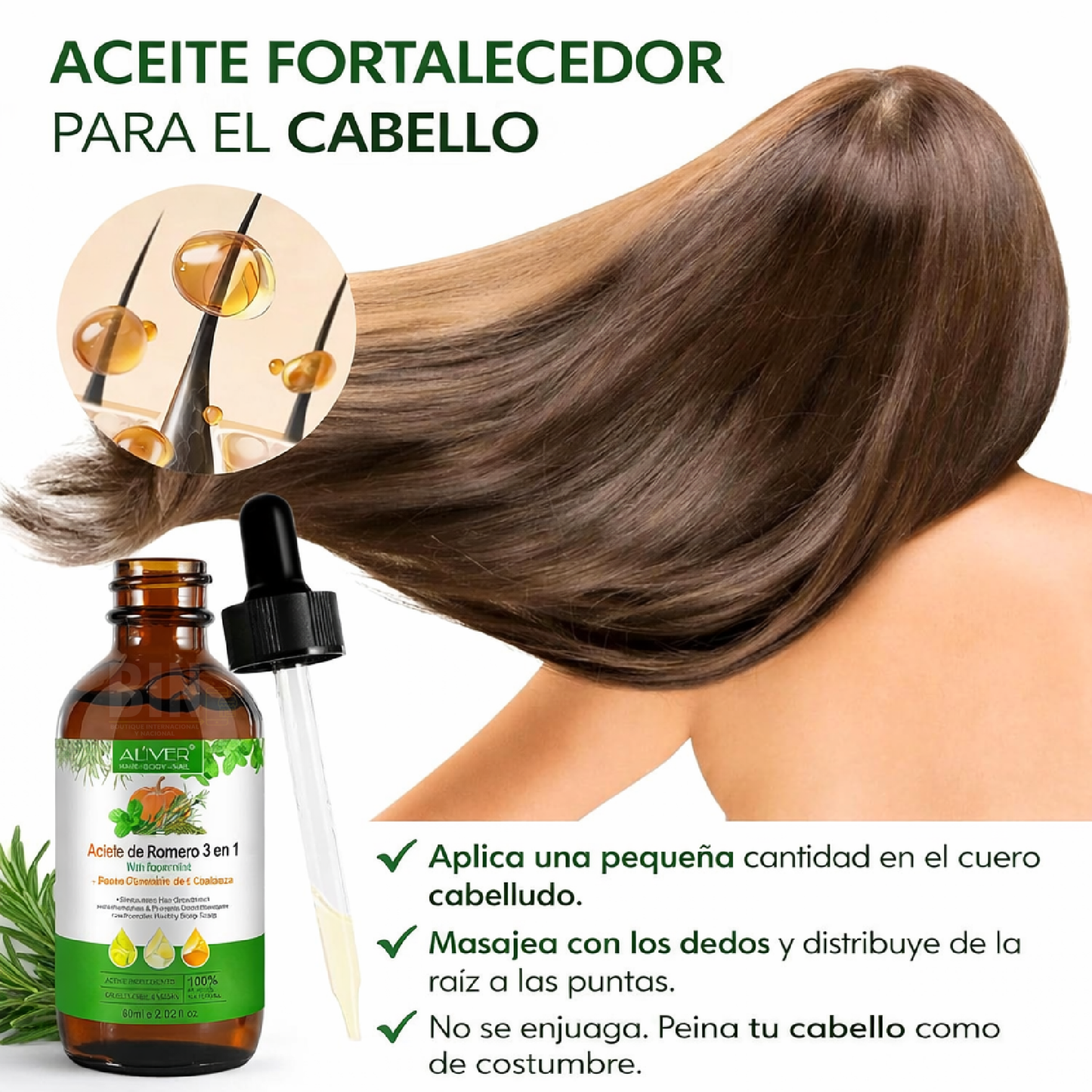 Aceite Capilar 3 en 1 con Romero, Menta, Semilla de Calabaza y Batana | Crecimiento e Hidratación