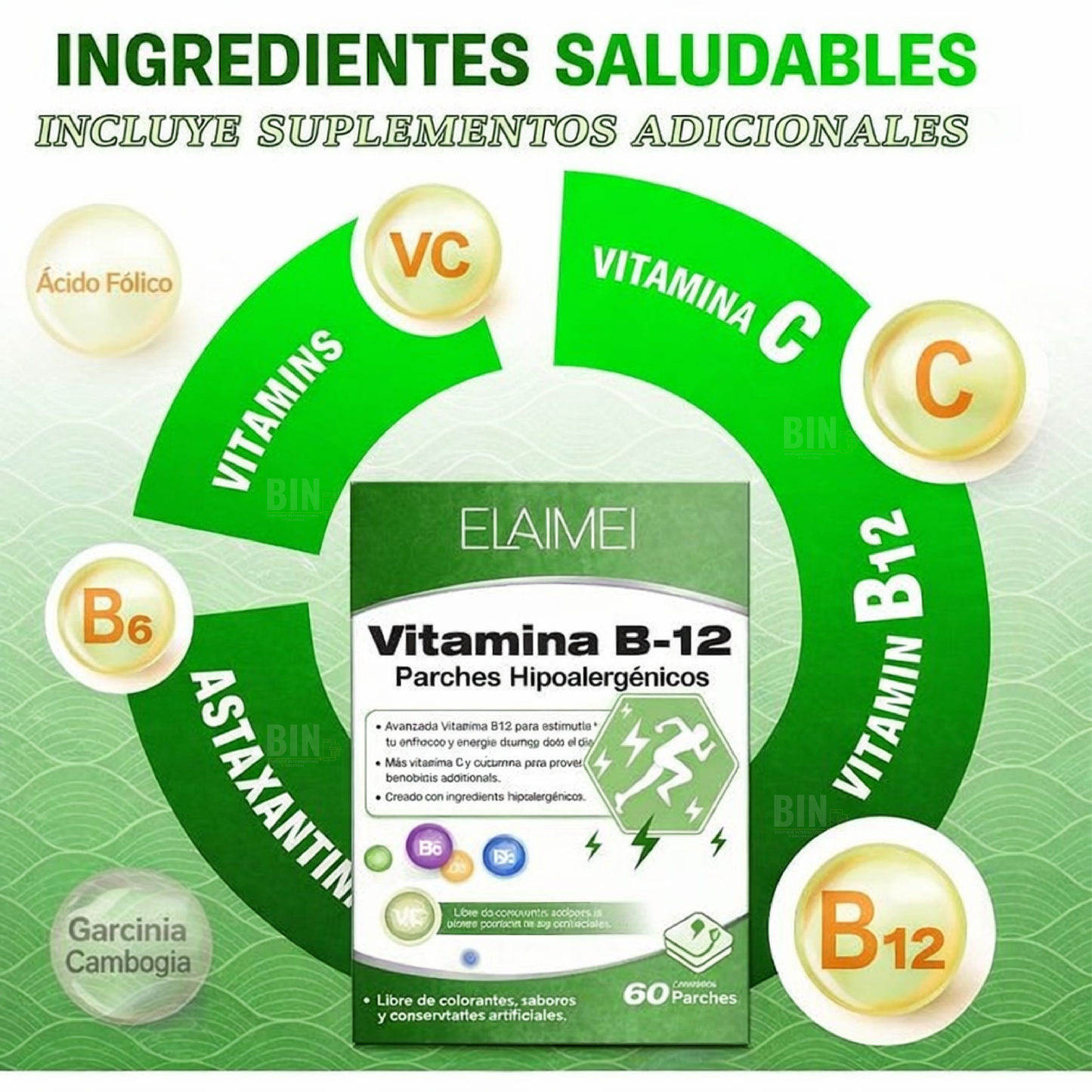 Parches de Vitamina B12 para Energía, Concentración y Bienestar Diario