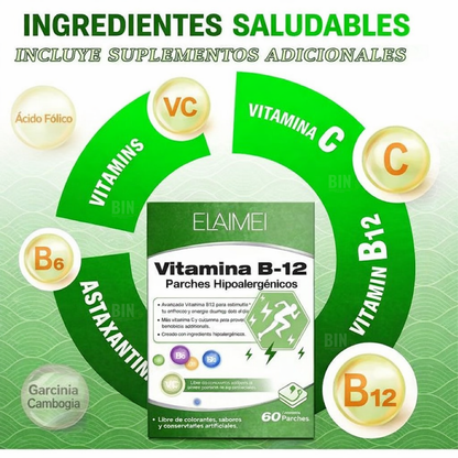 Parches de Vitamina B12 para Energía, Concentración y Bienestar Diario