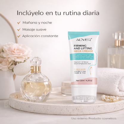 Aliver Crema reafirmante para el cuello antiarrugas con vitamina C y retinol | Hidratante Antiedad
