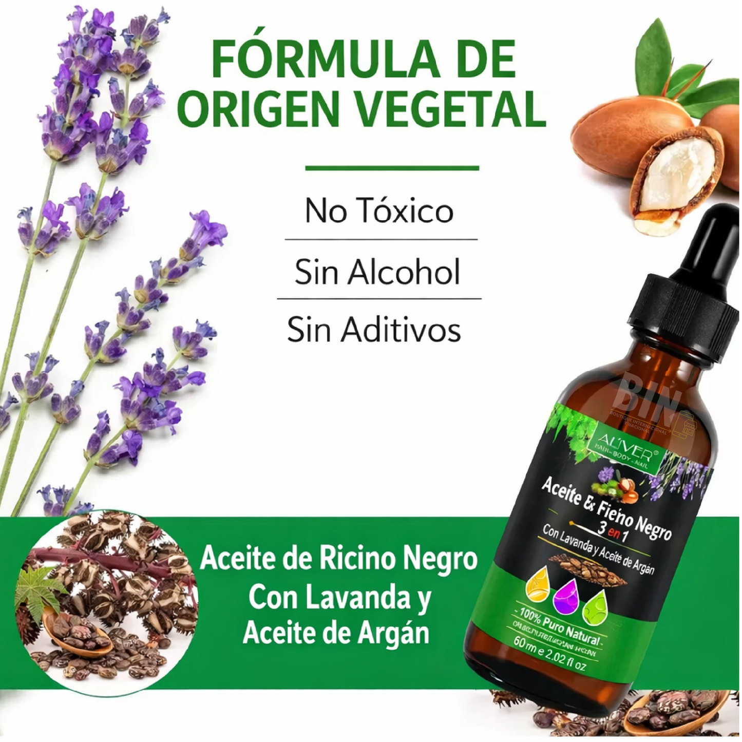 Aceite Puro 3 En 1 Oil Argan Negro + Lavanda + Semilla Negra