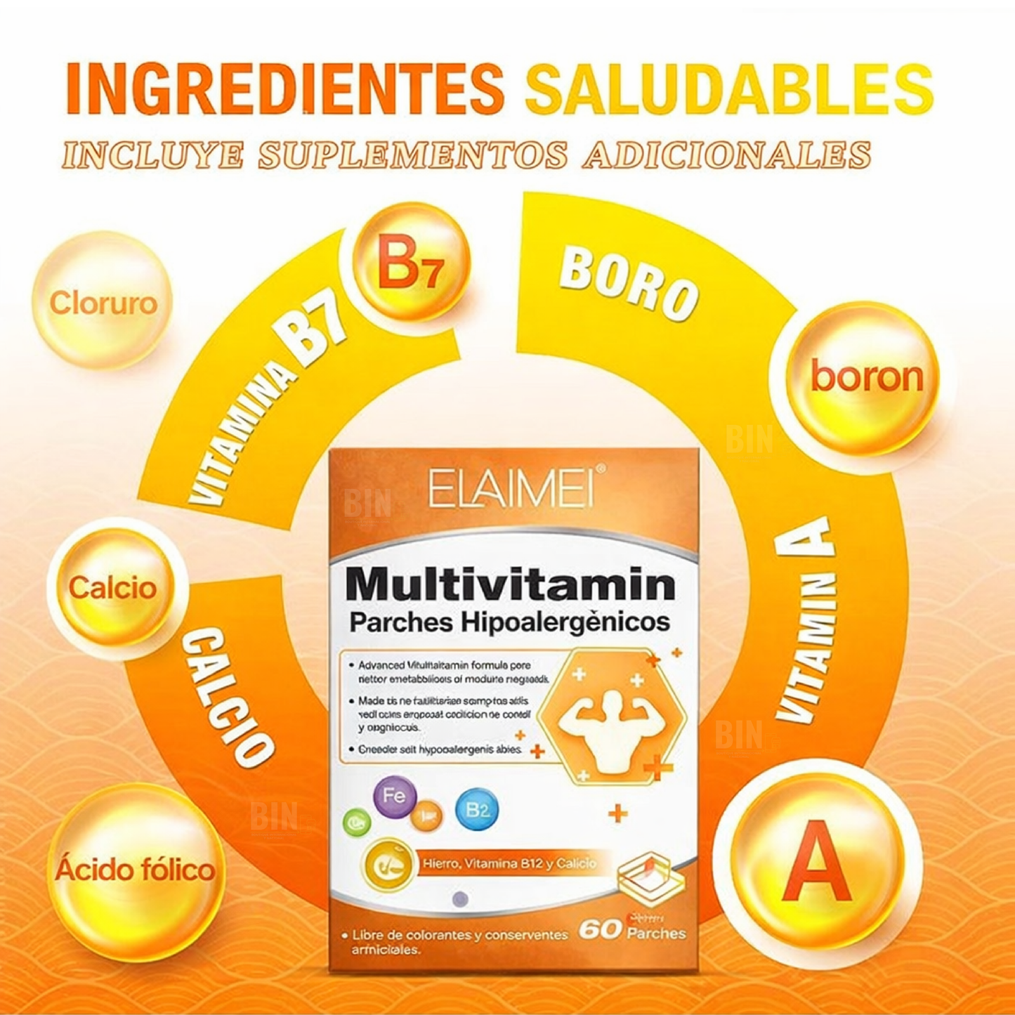 Parches con Vitaminas y Minerales para Energía y Bienestar | Absorción Transdérmica | 60 Parches